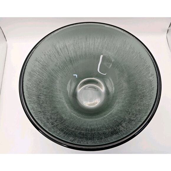Retro 9" Serving Bowl Gray Smoke Glass, Fersken W Johansson, Norwegian Tableware - Picture 4 of 7